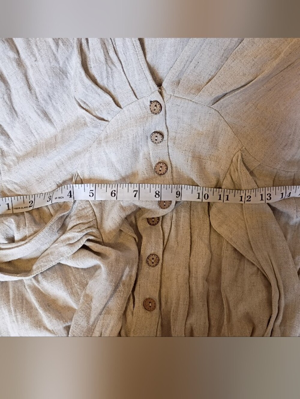 Dress Forum Beige Linen-Blend Corset Waisted Cottage Core Milkmaid Work - Picture 12 of 13